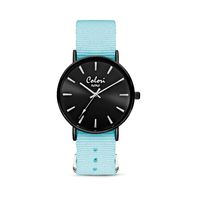 Colori XOXO 5 COL546 Horloge geschenkset met Armband - Nato Band - Ø 36 mm - Licht Blauw / Zwart
