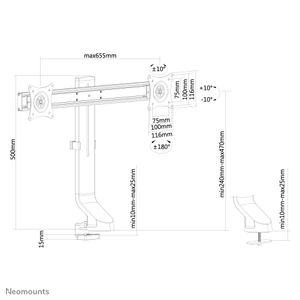 Neomounts FPMA-D860DBLACK bureausteun voor flatscreens