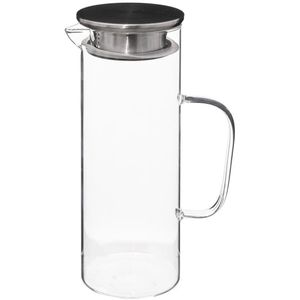 Water Karaf/Schenkkan - met rvs dop - glas - 1.1 Liter - D9 x H22 cm