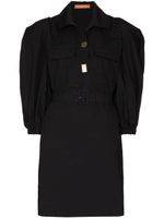 Rejina Pyo robe-chemise ceinturée à manches bouffantes - Noir