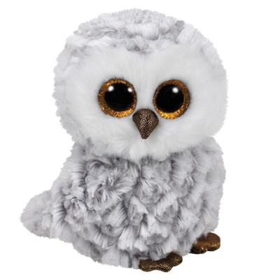 Ty Beanie Pluche uil - knuffel vogel - wit - 15 cm - bosdieren knuffel