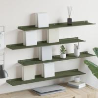 Wandplank met plank 4 pcs Olijf Groen 100 x 18 x 2,5 cm