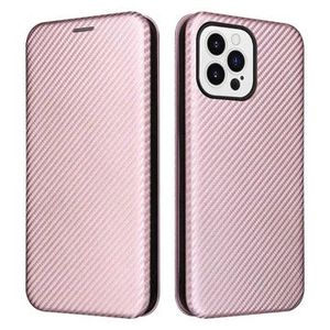 iPhone 14 Pro Max Flip Case - Koolstofvezel - Rose Goud