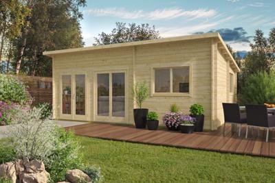 Blokhut - Tuinhuis Moderna | 44 mm | grijs geïmpregneerd