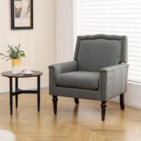 Moderne Fauteuil Bijzetstoel met Spons-Gestoffeerd Zitkussen Comfortabele Fauteuil met Noppenafwerking voor Woonkamer Kantoor