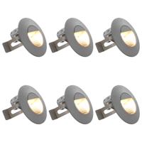 LED-buitenwandlampen 6 st 5 W rond zilverkleurig