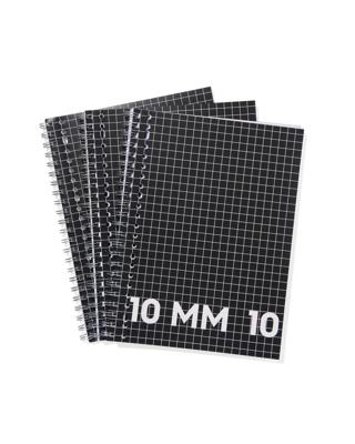 HEMA Collegebloks zwart A4 geruit 10mm - 3 stuks