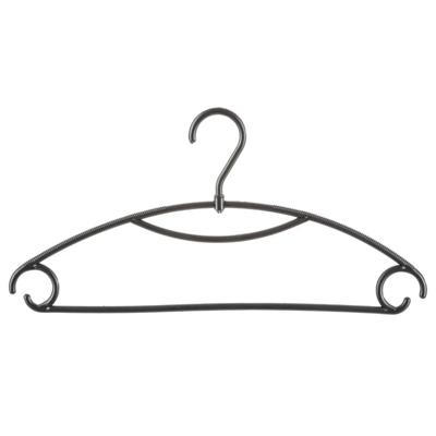 5Five Kledinghangers - 8x stuks - geribbeld kunststof - zwart - 40 x 20 cm