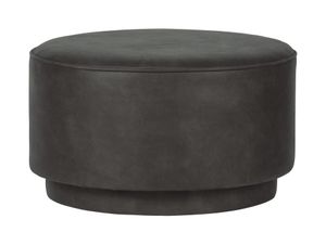 vtwonen Ronde Poef 'Coffee' Eco-leer 60cm, kleur Antraciet