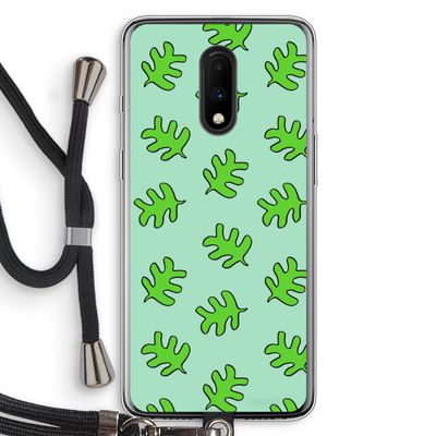 Groene blaadjes: OnePlus 7 Transparant Hoesje met koord