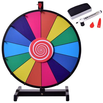 48 cm Tafelblad Spinnen Prijswiel 14 Sleuven Spinner met Bewerkbare Droge Gum Metalen Basis en Standaard voor Carnaval Feest Raffle