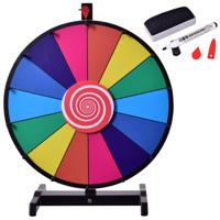 48 cm Tafelblad Spinnen Prijswiel 14 Sleuven Spinner met Bewerkbare Droge Gum Metalen Basis en Standaard voor Carnaval Feest Raffle