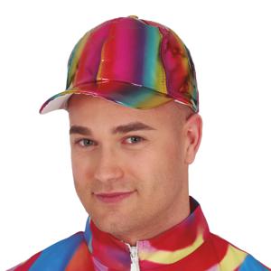 Glitter baseballcap petje - multi colour metallic - verkleed accessoires - volwassenen - Eighties