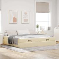 Bedframe met opslag Crème 200 x 200 cm Stof