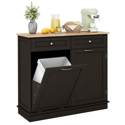 Commode voor 42L Prullenbak met Werkblad & 2 Lades & Verstelbare Plank Keukenkast Bruin