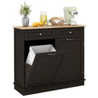 Commode voor 42L Prullenbak met Werkblad & 2 Lades & Verstelbare Plank Keukenkast Bruin Commode voor 42L Prullenbak met Werkblad & 2 Lades & Verstelbare Plank Keukenkast Bruin