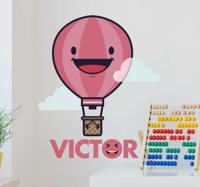 Kinderkamer muursticker luchtballon gepersonaliseerd met naam