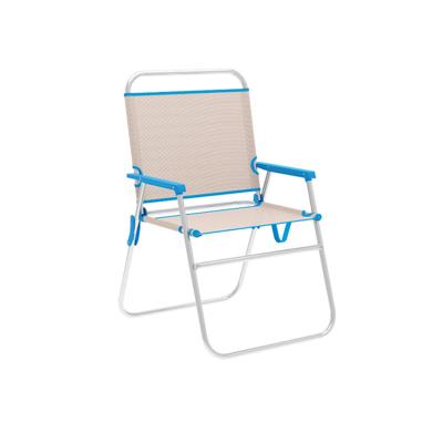 Marbueno Vouwstoel Aluminium Beige/Blauw Strand en Zwembad 56X52X80 cm 10173