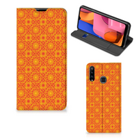 Samsung Galaxy A20s Hoesje met Magneet Batik Oranje - thumbnail