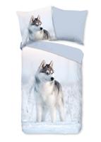 Good Morning Dekbedovertrek "husky hond" - Blauw - (200x200 cm) - Katoen Good Morning Dekbedovertrek "husky hond" - Blauw - (200x200 cm) - Katoen