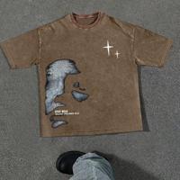 Bon&Bon Men's Graphic Print Cotton T-Shirt - Loose Fit Black Coffee Brown / XL