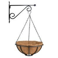 Hanging basket 30 cm met muurhaak - metaal - complete hangmand set - thumbnail