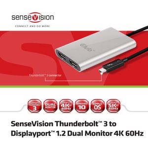 CLUB3D Thunderbolt© 3 naar Displayport© 1.2 Dual Monitor 4K 60Hz