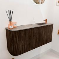 Toiletmeubel Mondiaz Joya Dlux | 91.6 cm | Meubelkleur Walnut | Faye wastafel Oza Wasbak Rechts | 1 kraangat