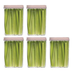 Voedselcontainer strooibus - 5x - lichtroze - 1500 ml - kunststof - 15 x 8 x 23 cm - voorraadpot