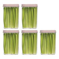 Voedselcontainer strooibus - 5x - lichtroze - 1500 ml - kunststof - 15 x 8 x 23 cm - voorraadpot