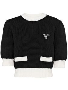 Prada pull en coton à logo brodé - Noir