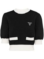 Prada pull en coton à logo brodé - Noir