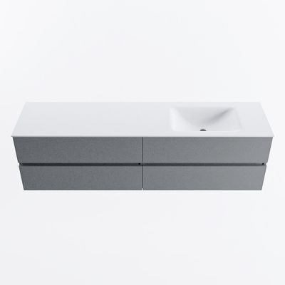 MONDIAZ VICA 180cm badmeubel onderkast Plata 4 lades. Wastafel CLOUD rechts zonder kraangat, kleur Talc.