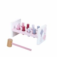 Jipy houten hamerbank + 8 pennen roze