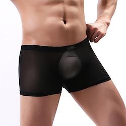 Voor heren 1 stuks Boxer Boxershorts Netstof Nylon Ademend Zacht Comfortabel Effen Medium taille Zwart Wit Lightinthebox