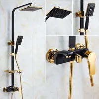 Thermostatische Doucheset - Geborsteld Goud | Messing & ABS | Verstelbare Hoogte | 20 Inch Vierkante Douchekop