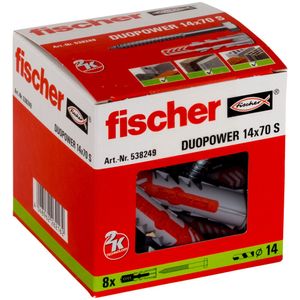 Fischer DuoPower 8 stuk(s) Schroef- & muurplugset 70 mm