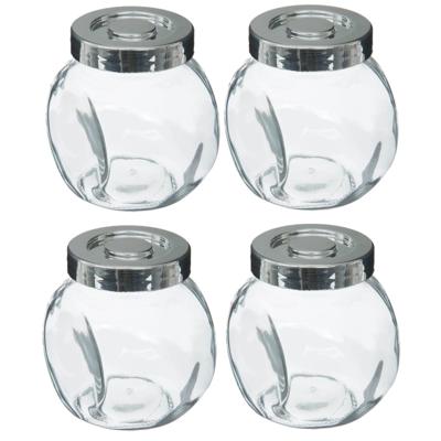 Kruidenpotten set - 4x stuks van 200 ml - glas - met rvs deksel - luchtdicht