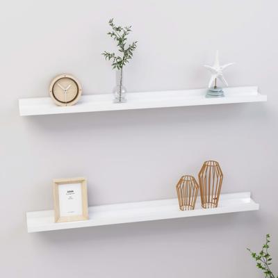 Wandschappen 2 st 80x9x3 cm hoogglans wit