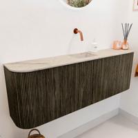 Toiletmeubel Mondiaz Joya Dlux | 123.2 cm | Meubelkleur Shadow | Faye wastafel Frappe Wasbak Midden | Zonder kraangat(en)