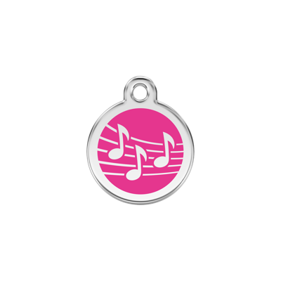 Music Hot Pink roestvrijstalen hondenpenning small/klein dia. 2 cm - Reddingo