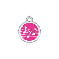 Music Hot Pink roestvrijstalen hondenpenning small/klein dia. 2 cm - Reddingo