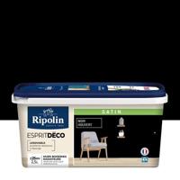 Satijnkleurige binnenkleurverf voor keukenkamer woonkamer slaapkamer - op muren houtwerkradiatoren - 2,5L - bedekt zwart - Ripolin