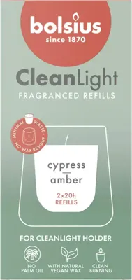 Bolsius cleanlight navulling cypress & amber 2 stuks