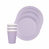 Santex 10x taart/gebak bordjes en bekertjes - lila paars   - - thumbnail
