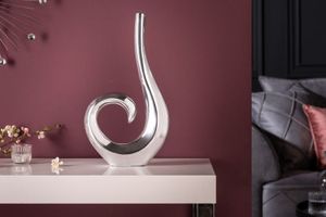 Moderne vaas WAVE 47cm zilver aluminium gepolijst decoratie - 8841