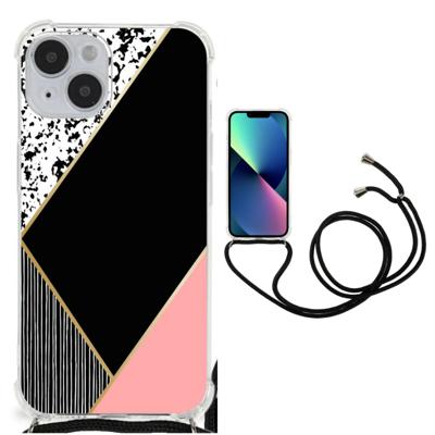 iPhone 14 Shockproof Case Zwart Roze Vormen