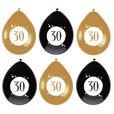 Leeftijd verjaardag thema ballonnen 30 jaar 6x stuks 30 cm