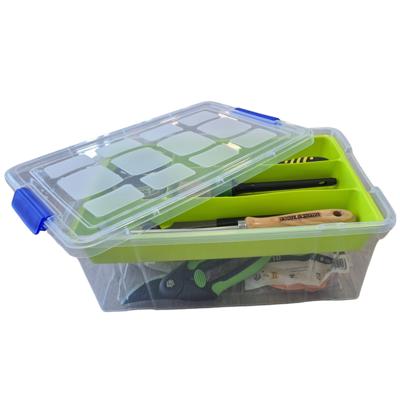 Gereedschap opbergbox - 9L - groen - batterijen/bitjes/schroeven/tape opbergen - 26 x 37 x 14 cm