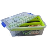 Gereedschap opbergbox - 9L - groen - batterijen/bitjes/schroeven/tape opbergen - 26 x 37 x 14 cm